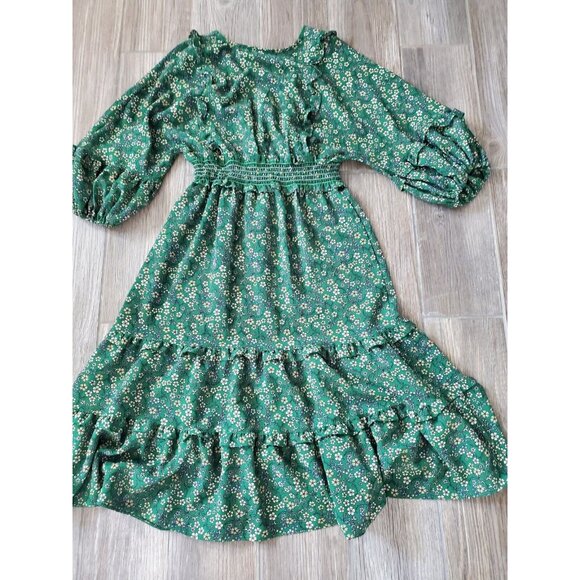 Max Studio Floral Print Boho Dress 3/4 Sleeve midi Size Medium - Picture 3 of 6